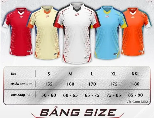 Tổng quan về size áo đá bóng